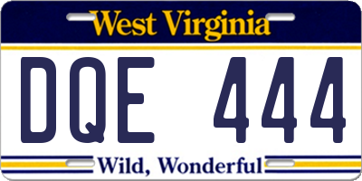 WV license plate DQE444