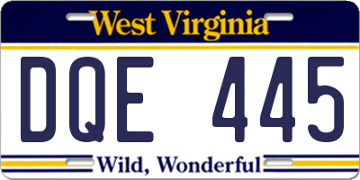 WV license plate DQE445