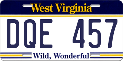 WV license plate DQE457