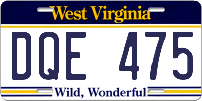 WV license plate DQE475