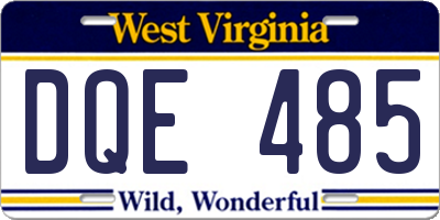 WV license plate DQE485