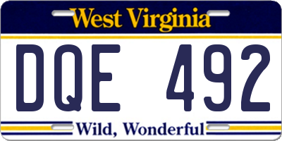 WV license plate DQE492