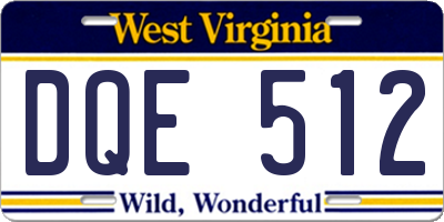 WV license plate DQE512
