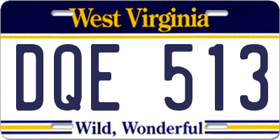 WV license plate DQE513