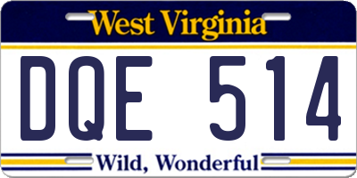 WV license plate DQE514