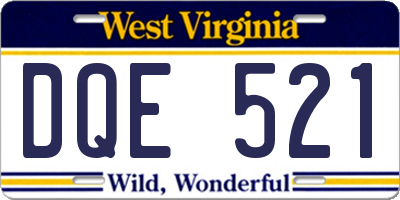WV license plate DQE521