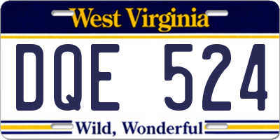 WV license plate DQE524