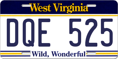 WV license plate DQE525