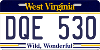 WV license plate DQE530
