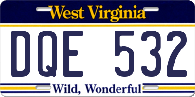 WV license plate DQE532