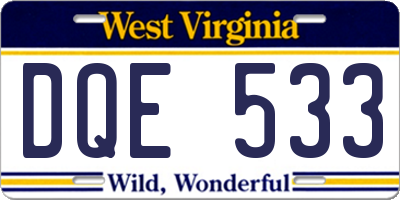 WV license plate DQE533
