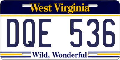 WV license plate DQE536