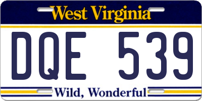 WV license plate DQE539