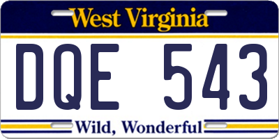WV license plate DQE543