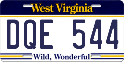 WV license plate DQE544