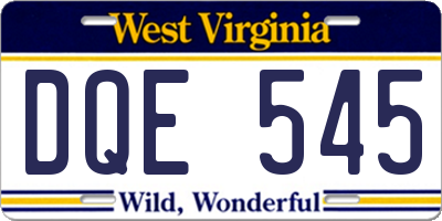 WV license plate DQE545