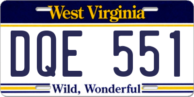 WV license plate DQE551
