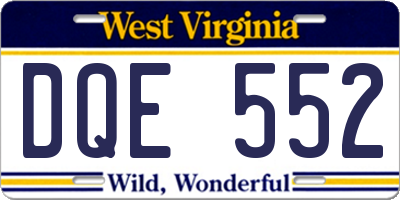 WV license plate DQE552