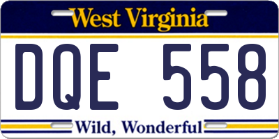 WV license plate DQE558