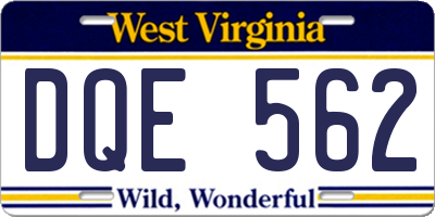 WV license plate DQE562