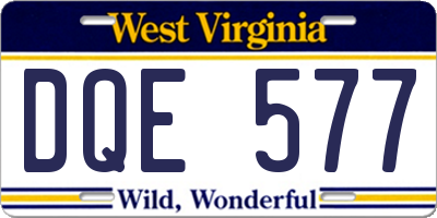 WV license plate DQE577