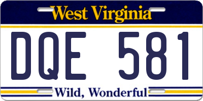 WV license plate DQE581