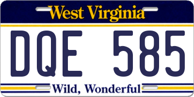 WV license plate DQE585