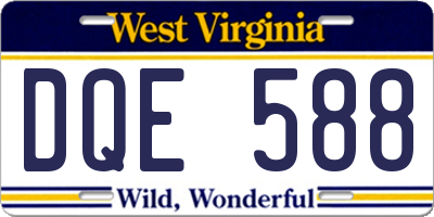 WV license plate DQE588