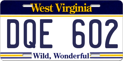 WV license plate DQE602