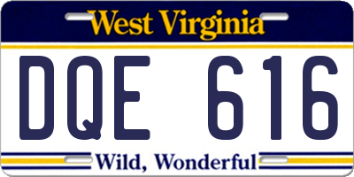 WV license plate DQE616