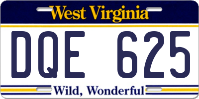WV license plate DQE625