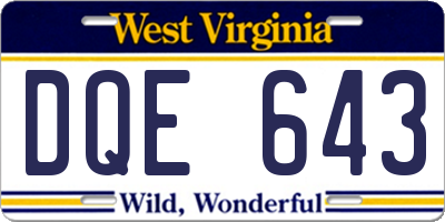WV license plate DQE643