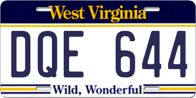 WV license plate DQE644