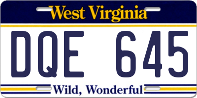 WV license plate DQE645