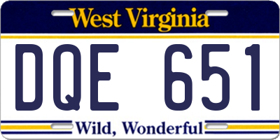 WV license plate DQE651