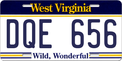 WV license plate DQE656