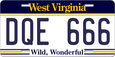 WV license plate DQE666
