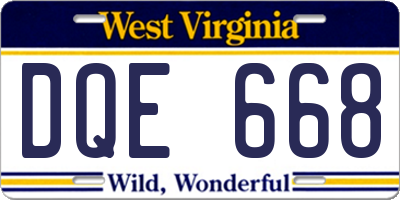 WV license plate DQE668