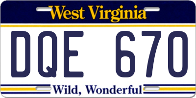 WV license plate DQE670