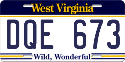 WV license plate DQE673
