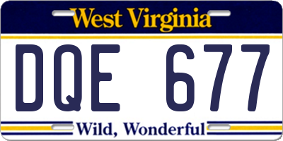 WV license plate DQE677