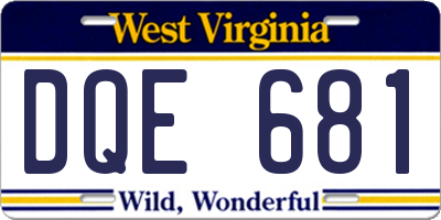WV license plate DQE681