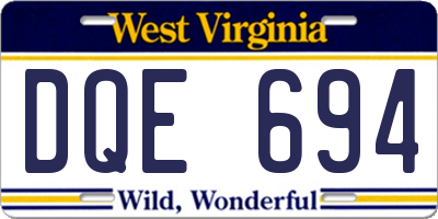 WV license plate DQE694