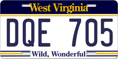 WV license plate DQE705