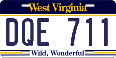 WV license plate DQE711