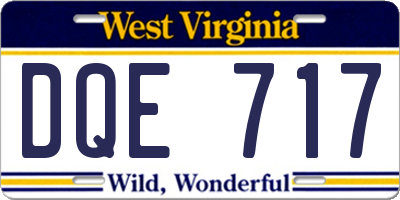 WV license plate DQE717