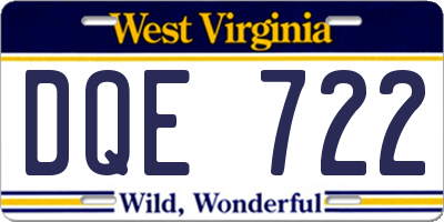 WV license plate DQE722