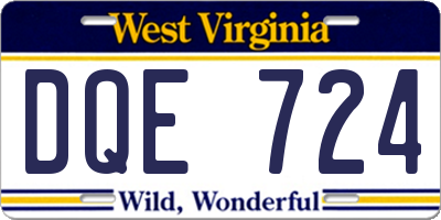 WV license plate DQE724