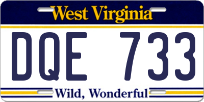 WV license plate DQE733