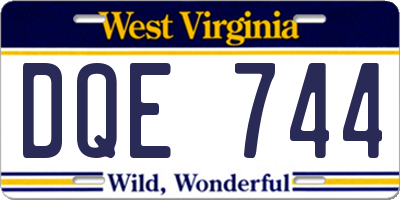 WV license plate DQE744